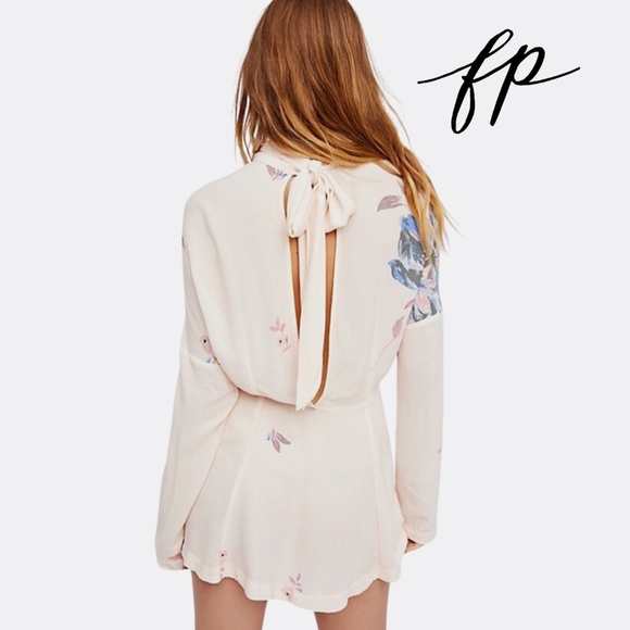 Free People Gemma Watercolor Floral Choker Neck Tunic Mini Dress – Size S - Picture 3 of 11